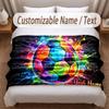 Soccer Theme Soft Blanket Personalized Custom Name Text Print Warm Blanket Home Sofa Bedroom Decor
