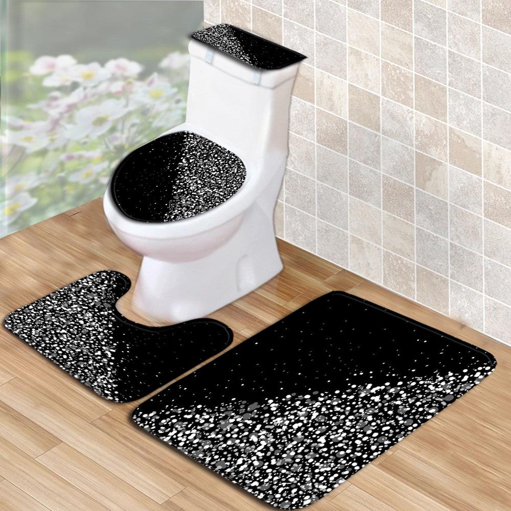 Star Bathroom Shower Curtain Floor Mat Household Toilet Three-Piece Set Suction Pad Water Tank Cover Cover