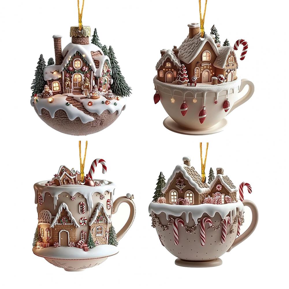 Christmas Tree Decorations Christmas Ornaments for Parents Gingerbread House Christmas Tree Ornament Acrylic Snow for Backpack