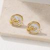 Stainless Steel Irregular Round Wheat Drip Oil Stud Earrings for Women