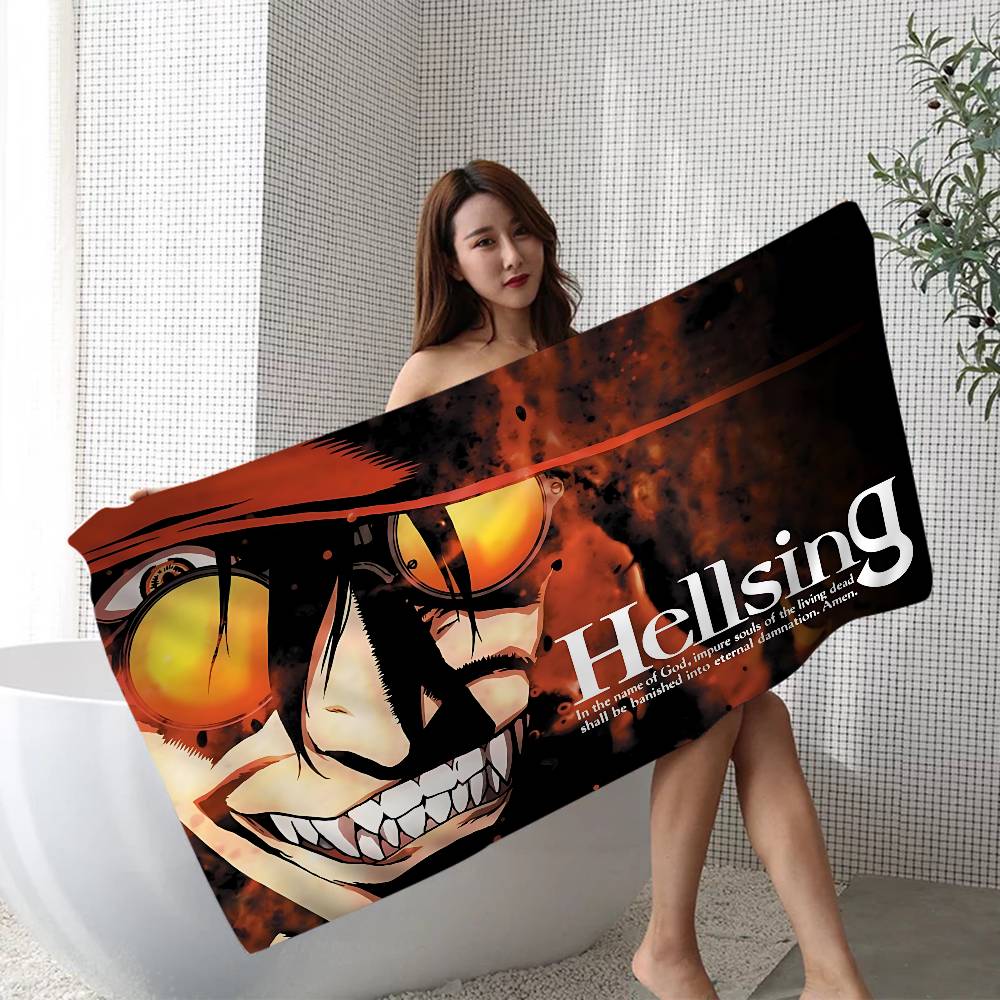 Horror Anime H-Hellsing Microfiber Blanket Quick Drying Beach Towels Oversized Printing Super Absorbent Pool Towel Blanket