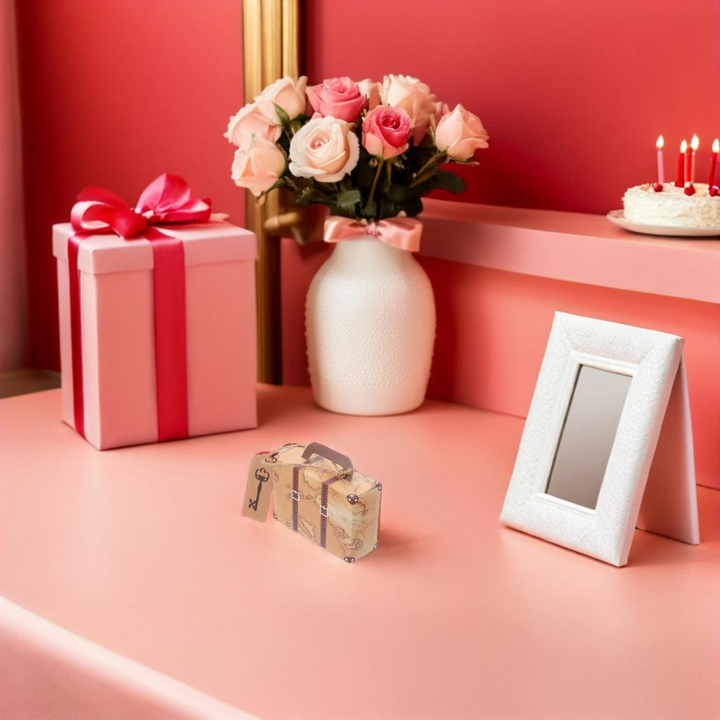 60 Pcs Travel Gift Box Mini Package Boxes Sweets Storage Holder Themed Party Favor Suitcase Paper Kraft Treat