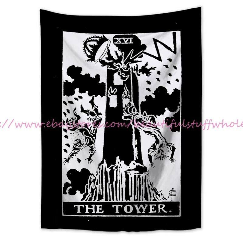 Tapestry Poster with a Tower of Tarot Cards 75x100