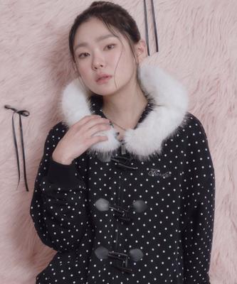 Prenda Dot Duffel Hood Zip-Up Black