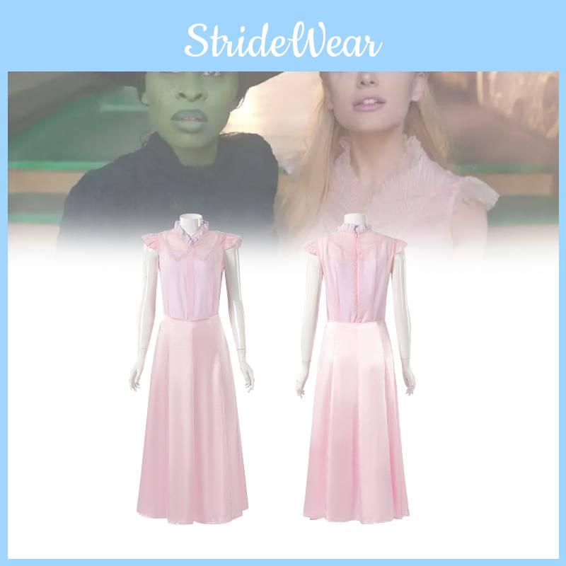 Enchanting Glinda Costume Dress For Women Featuring Vibrant Pink Corset Style Design For Magical Wicked Cosplay