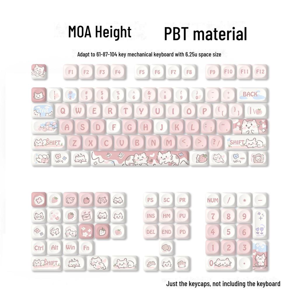 Blue Cute Cartoon Bear Keycap Set - Ice Cream Theme, 75-98 Keys, Highly Sublimated for Mechanical Keyboards