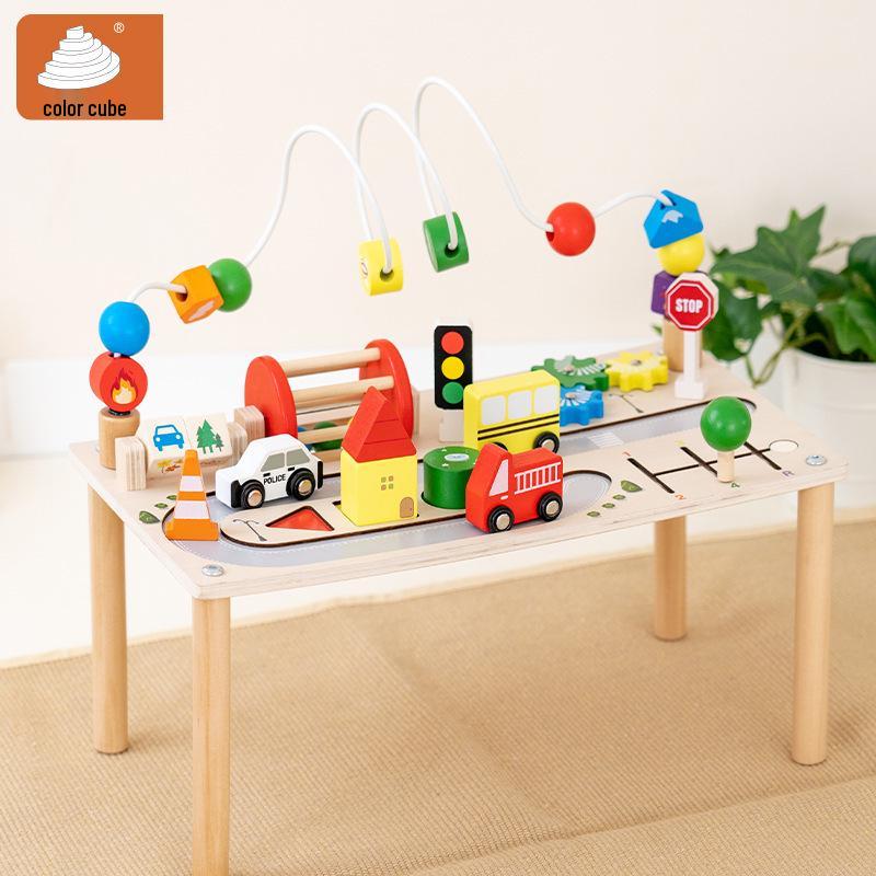 Wooden Animal Bead Maze & Building Blocks Toy for Early Education - Ages 1-3
