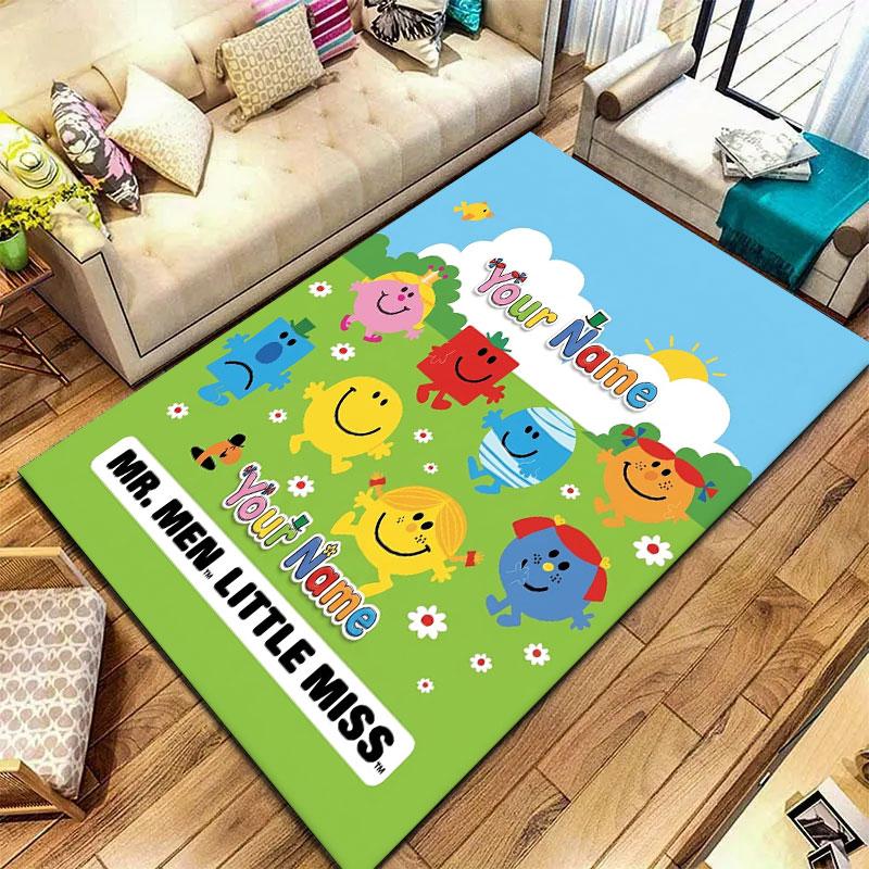 Mr. Men Little Miss Custom Name Carpet Rug for Living Room Bedroom Home Sofa Decoration,Kids play Non-slip Floor Mat