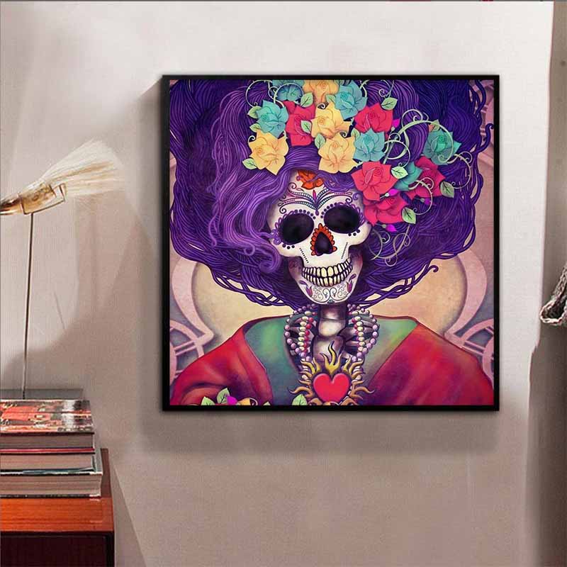New Arrival 5D DIY Full Circle Diamond Painting "Skeleton Woman" Embroidery Cross Stitch Home Decor Gift