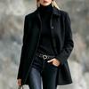Damen Vintage Revers Wollmantel Mittellang Einreihig Übermantel Herbst Winter Elegant Lässig Oberbekleidung