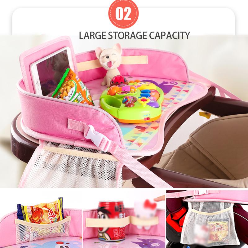 Taca do siedzenia dla dziecka Wodoodporny stolik Fotelik samochodowy Ulepszony Autos Taca podróżna dla malucha Przechowywanie dzieci Uchwyt dla niemowląt Kreskówka płot dla noworodka