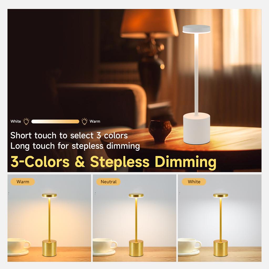 NEW Design Cordless Led Table Lamp Modern Wireless Rechargeable Touch Dimming Portable Restaurant Lights Luxury Desk Table Lamps