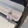 Exquisite luxury Design Zircon Sets with Pink Quartz Zircon Pendant Necklaces Earrings copper Color Rings Wedding 3 Piece Set