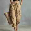 Women’s Loose Fit Straight Leg Cargo Pants with Drawstring Waist and Multiple Pockets for Casual Jogger Style Outdoor Work