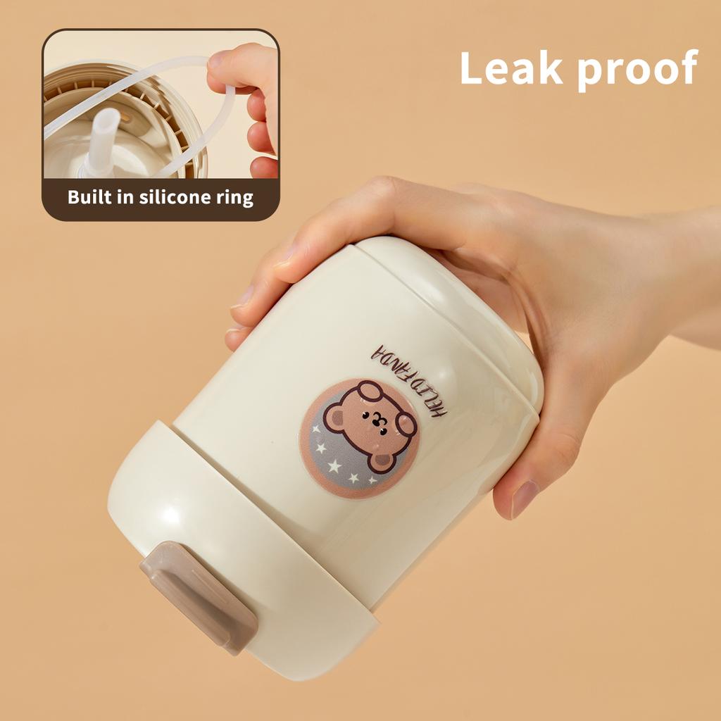 WORTHBUY 316 Rustfritt Stål Isolert Vannflaske Med Sugerør Bærbar Lekkasjesikker Student Barn Vannkopp Melk Kaffekopp