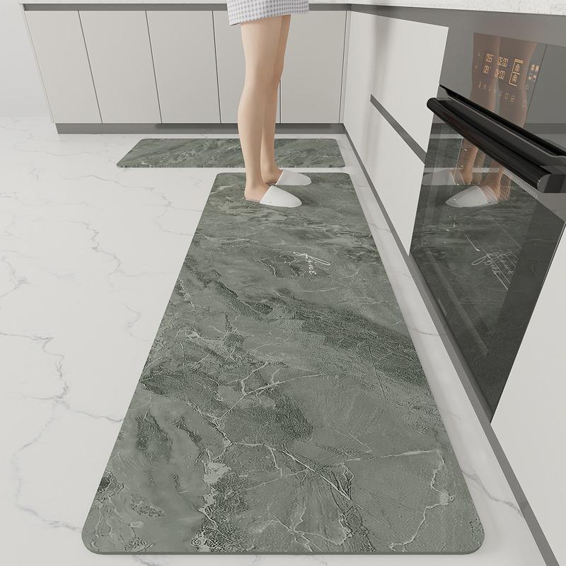 Kitchen Floor Mat Marble Art Pattern Waterproof Oil-proof Scrubbable Pvc Carpet Dirt-resistant Floor Mats Alfombra 