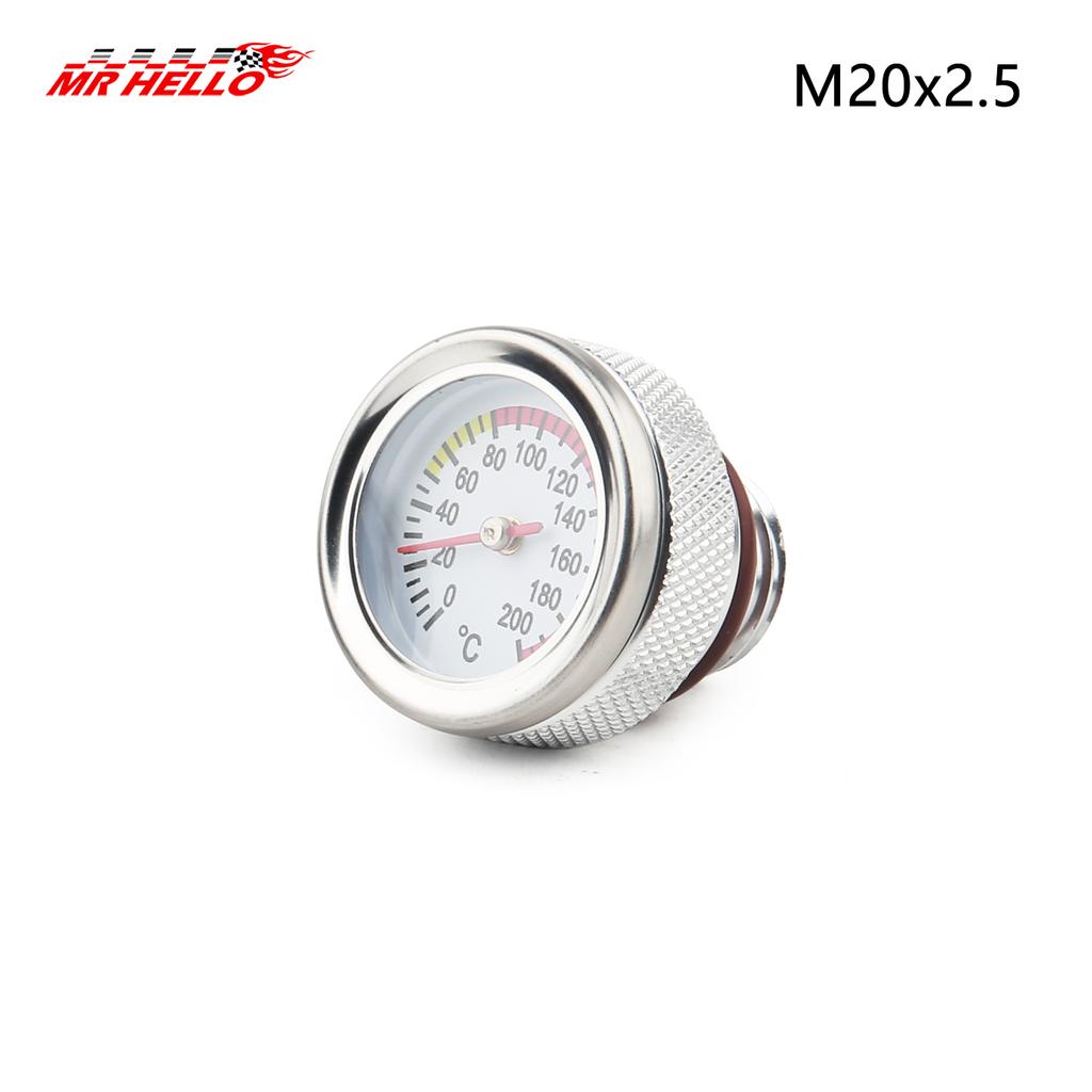 M20x2.5 Motorcycle Fuel Tank Caps With 0-200℃ Oil Temperature Gauge Pointers Dial Meter Black/Silver Gauge