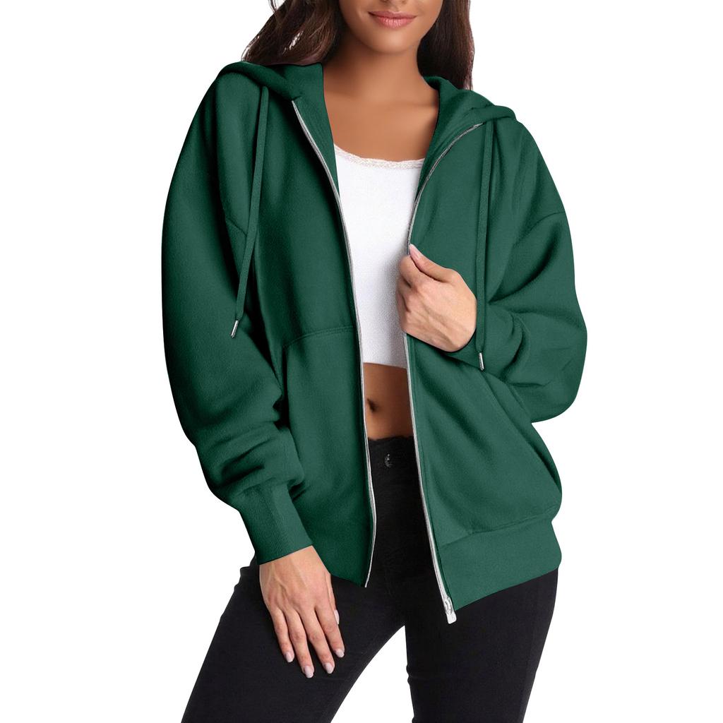 Women's Casual Zip Up Hoodie Sweatshirt with Pockets, Long Sleeve Lightweight Drawstring Hooded Jacket for Everyday Wear