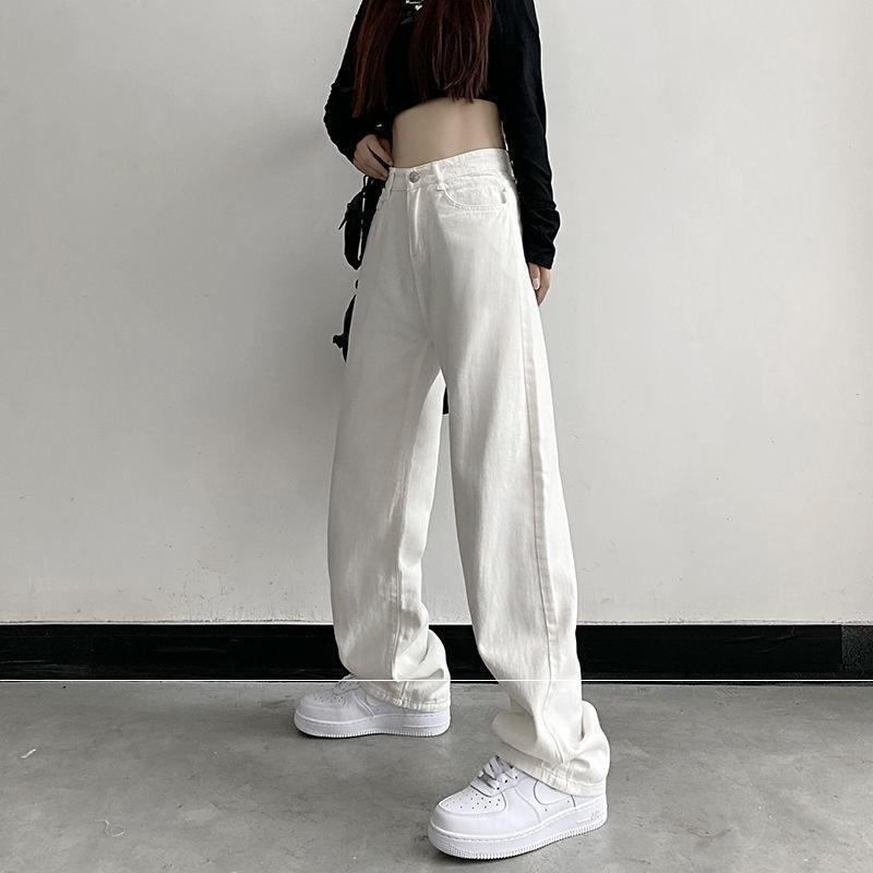 Pants Women's Autumn New White Jeans Women's Versatile Loose Straight Wide-footed Pants Casual Trousers