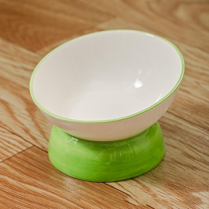 1pc Cat Bowl, Ceramic Cat Inclined Food Bowl Water Bowl For Neck Protection, Indoor Cats Feeding Supplies