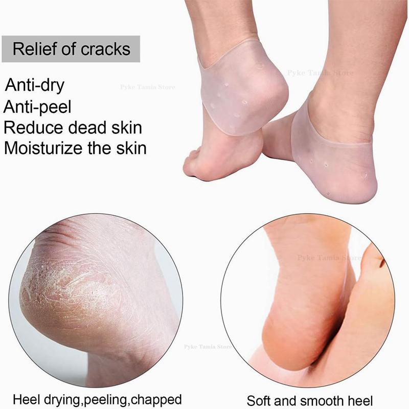 Silicone Heel Protector Men Women Relief Plantar Fasciitis Inserts Heel Pads Moisturizing Relief for Blister Cracked Foot Care