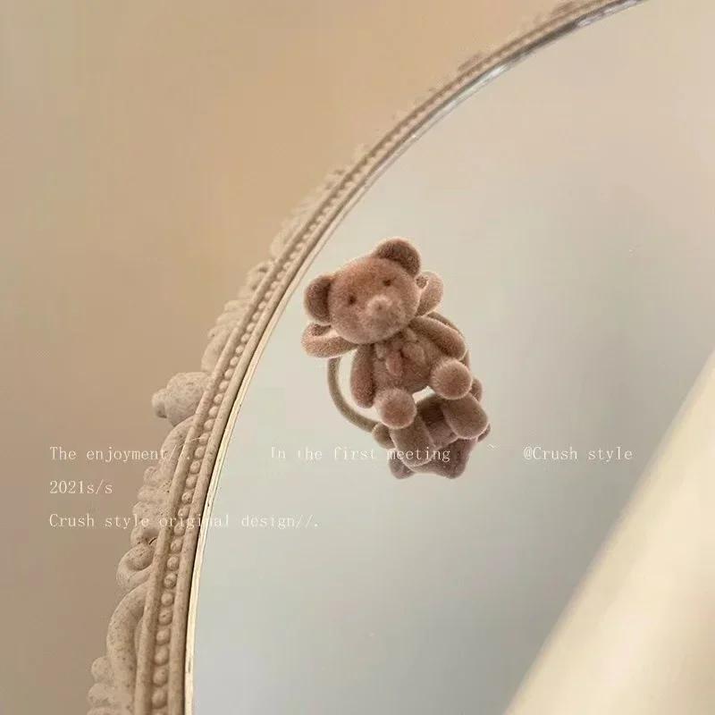 Cute Creative Gifts Plush Bear Opening Ring For Women Autumn Winter Sweet Cartoon Index Niche Design Adjustable Rings
