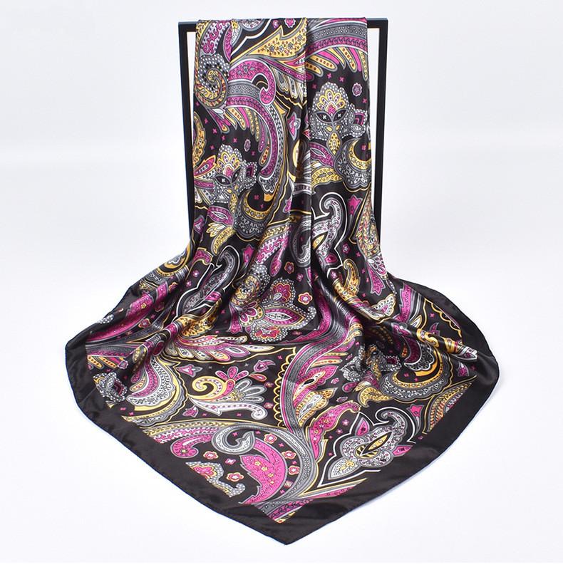High Quality Silk Scarves Women Square Satin Hijab Scarf Plain Handkerchief Shawls Wraps Head Female Headband Islamic Bandanna