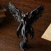 Desktop Atmosphere Decoration Dark Angel Winged Figurine, 3D Printed Gothic Statue for Desk Shelf God Decor, Intricate Redemption Theme Sculpture,