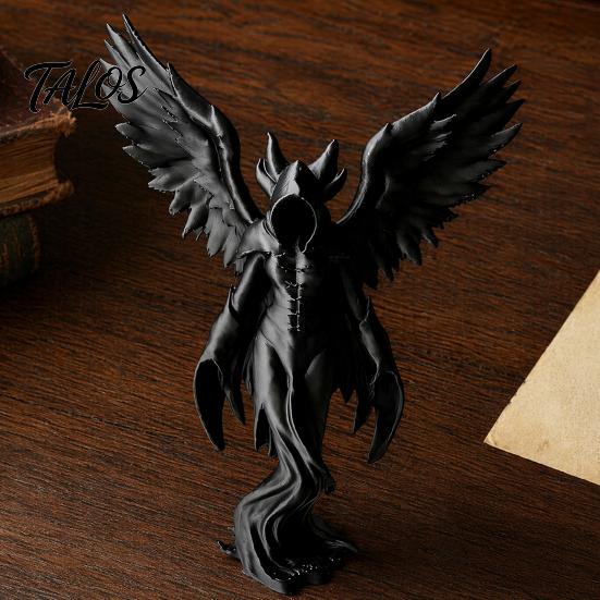 Desktop Atmosphere Decoration Dark Angel Winged Figurine, 3D Printed Gothic Statue for Desk Shelf God Decor, Intricate Redemption Theme Sculpture,