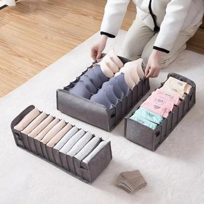 Durable Foldable Design Underwear Storage Box Washable Multi-Layer Bra Storage Box Space Saving Socks Storage Box Household Use