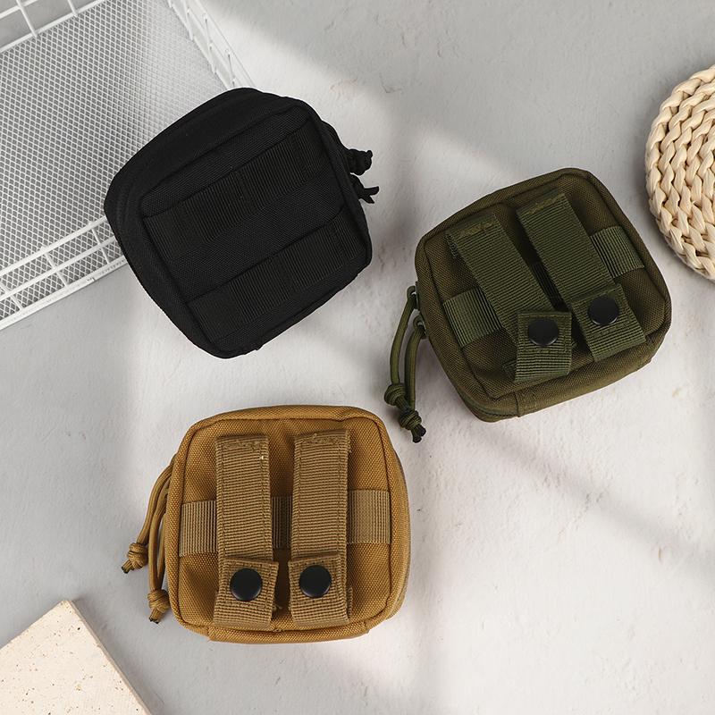Small Tactical Pouch Micro Utility Molle Pouch Removable Clear Id Pocket Mini Knife Compass Flashlight Card Storage Bag Belt