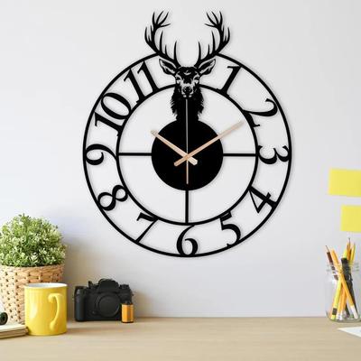Large World Map Wall Clock, Metal Minimalist Modern Clock, Round Silent Non-Ticking Battery Operated Wall Clocks for Living Room/Home