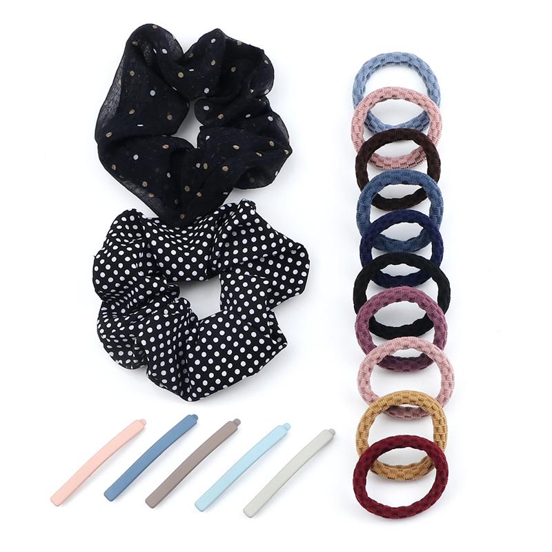 17PCS/Set Elastic Basic Hair Bands Hairpins Fashion Rubber Band for Women Girls Hair Clips Ties Headwear Hair Accessories Gifts