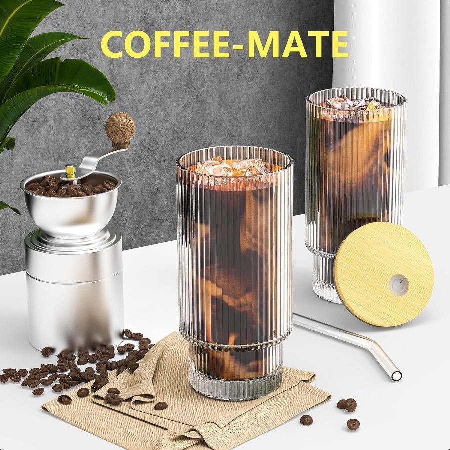 

Стеклянная чашка 16 унций с крышкой и соломинкой Винтажная ребристая стеклянная посуда для виски, коктейля, пива Чашки для кофе со льдом с крышкой Стеклянный стакан w United States