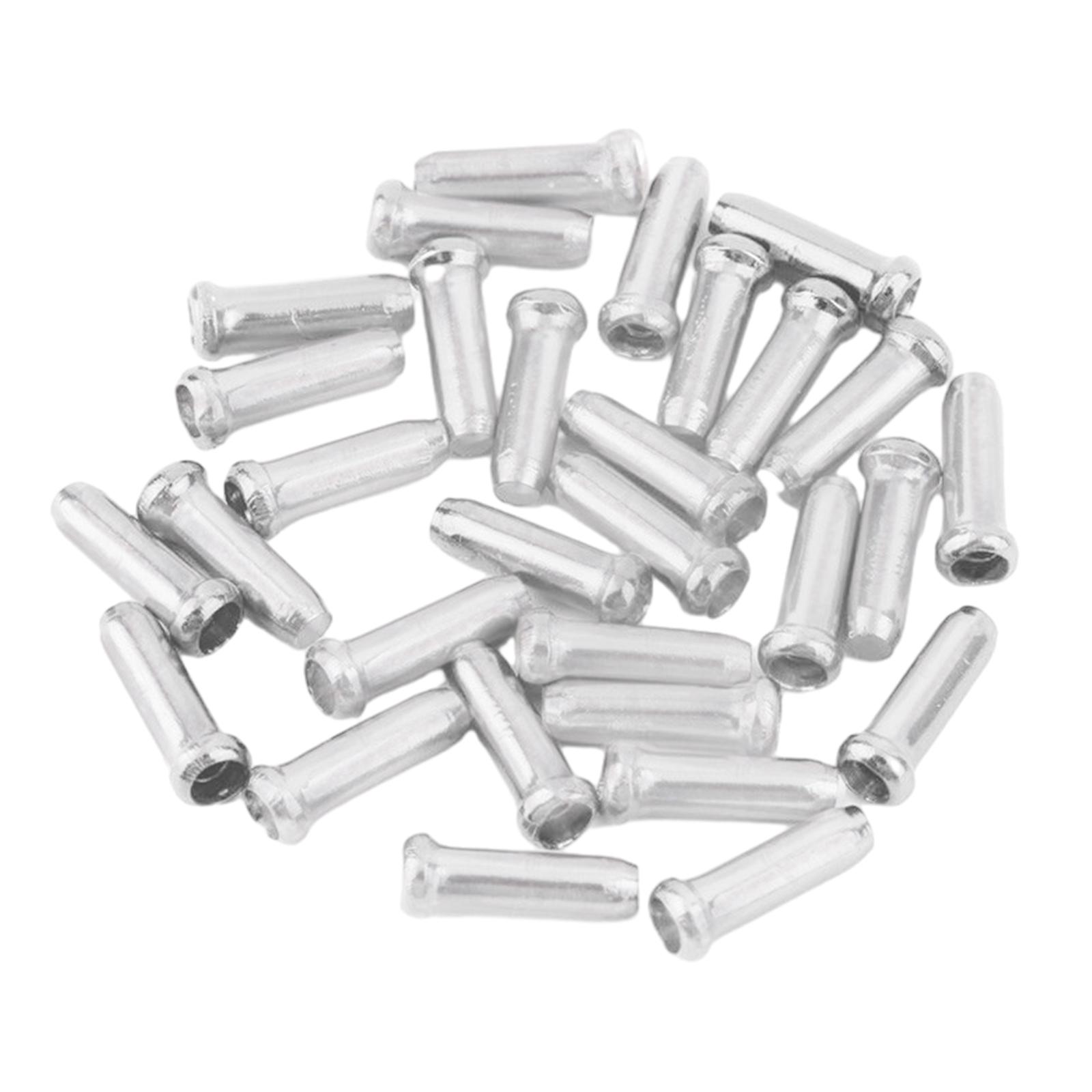

50 Pcs Road Bike Cable End Caps Aluminum Alloy Cable End Crimps Brake Shifter Cable End Tip Durable Shifter Cable Ends серебряный