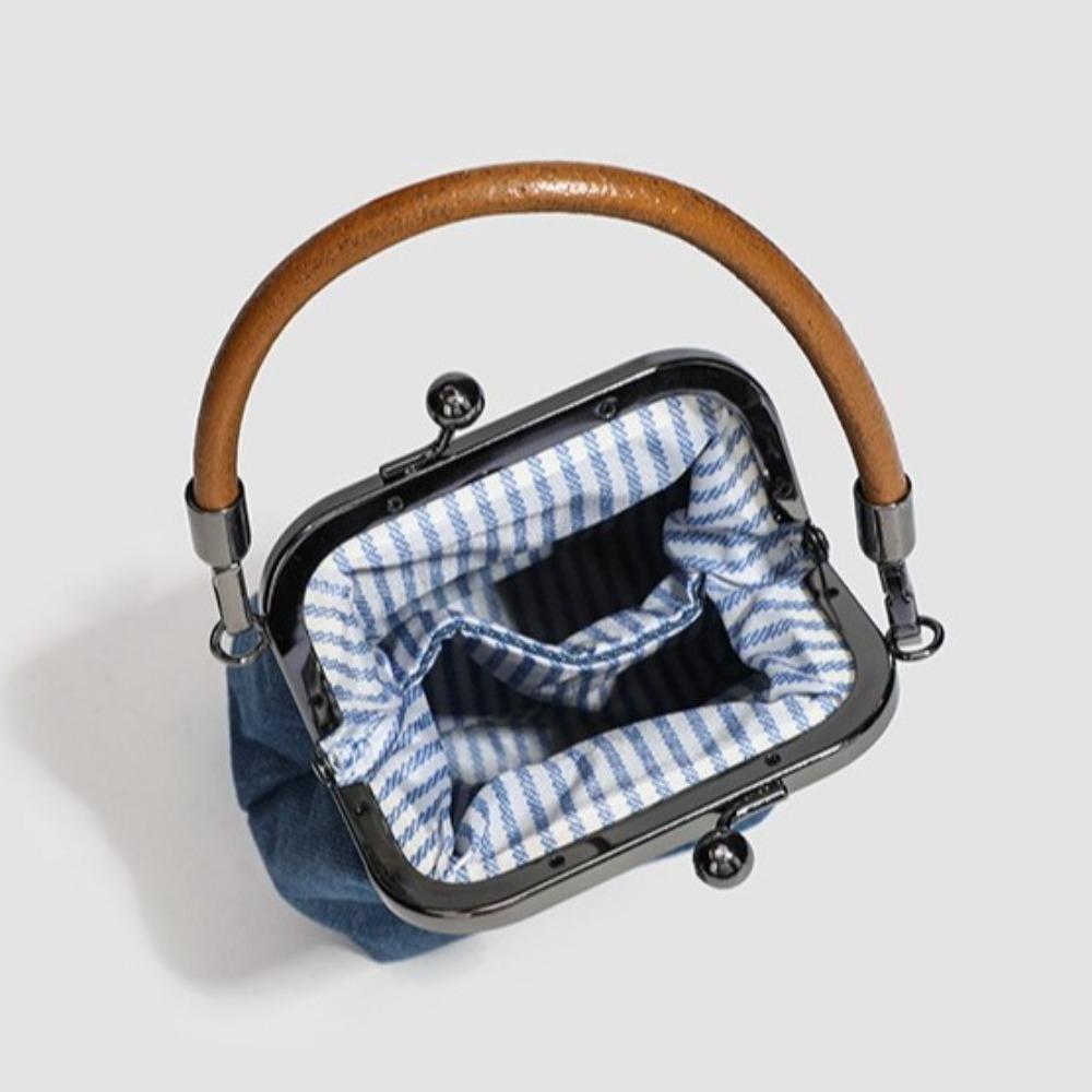 New Portable Vintage Style Women Handbag Versatile Designer Shoulder Bag Navy Blue Lady‘s Denim Purses Crossbody Bags