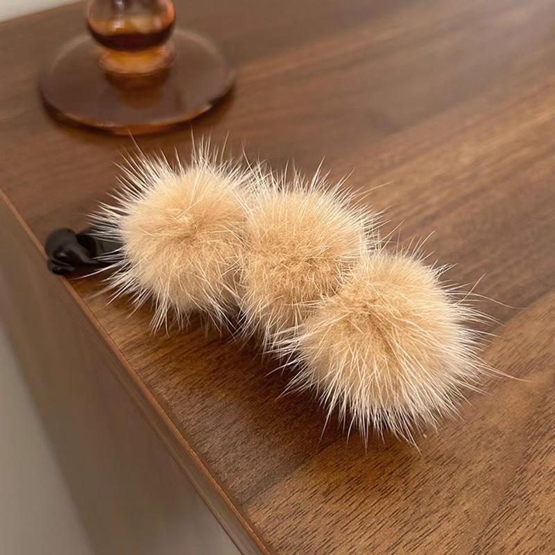 Nerz Haarklammer Banane Vertikal Flauschig Herbst Winter Hinterkopf Haarklammer Pferdeschwanz Haarklammer Kopfschmuck Zubehör