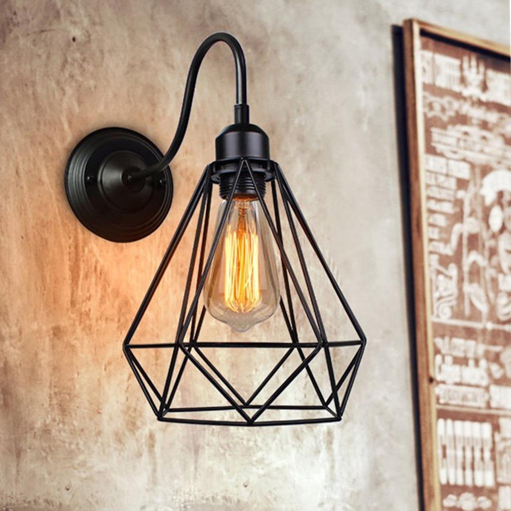E27 Loft Vintage Pendant Light Lampshade Industrial Metal Cage Light Home F