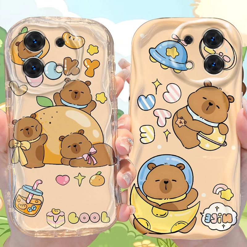 Cake Soda Cute Capybara Wave Case for Xiaomi Redmi Note 14 13 12 11 10 Pro Plus 5G 9 14C 13C 4G 12C 10C 10S Silicone Soft Cover