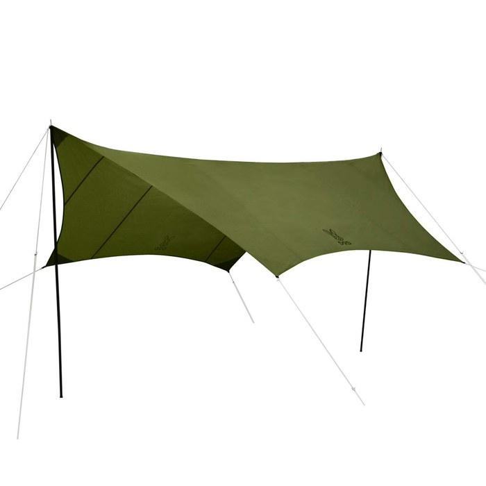 DOD Itsuka Tarp Beginner-Friendly Hexa Tarp Waterproof Khaki Medium All-in-One with Extension Tape & UV Protection TT5-631-KH