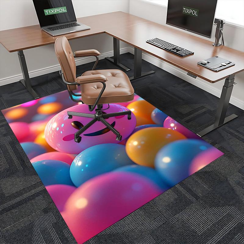 1pc Anime Smiley Face Chair Mat - Cute Cartoon Design, Non-Slip Office Rug for Home Decor, Suitable for All Seasons, Perfect Gift Idea.A038