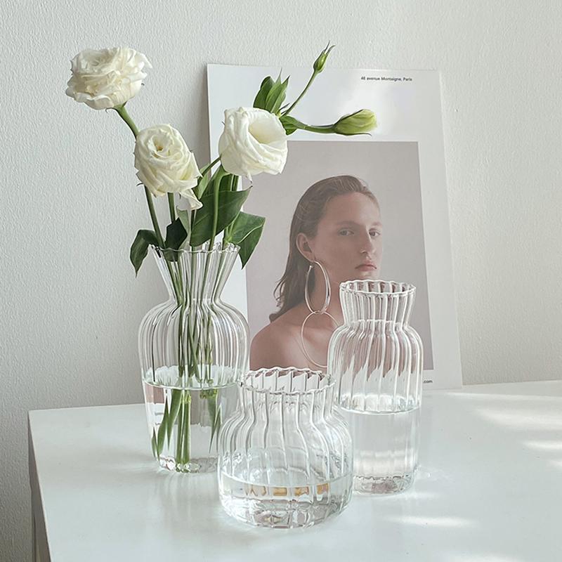Nordic Glass Flower Bottle Bubble Vase Shaped Flower Bottle Home Decor Creative Transparent Hydroponic Vase Wedding Table Decor