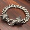 Nordischer Wolfskopf Edelstahl Herren Hip-Hop Armband