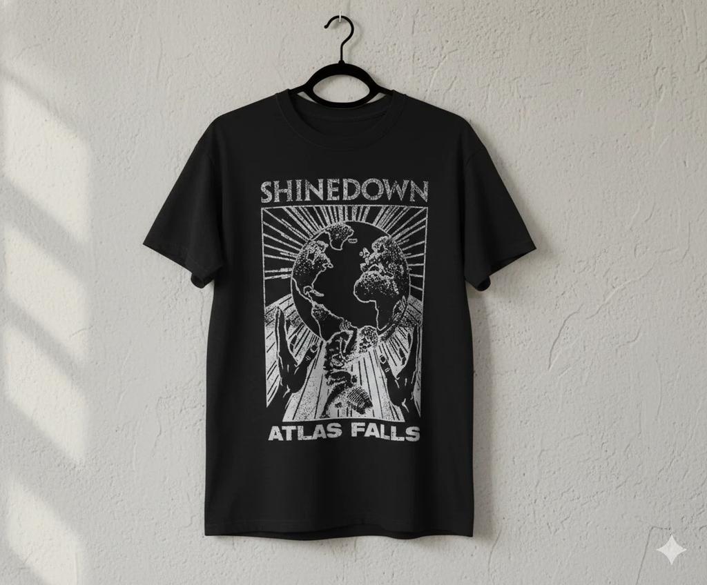 Shinedown Atlas Falls Rock Band Graphic Black T-Shirt - T143