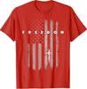 Grunge American Flag and Cross Faith Family Freedom T-Shirt