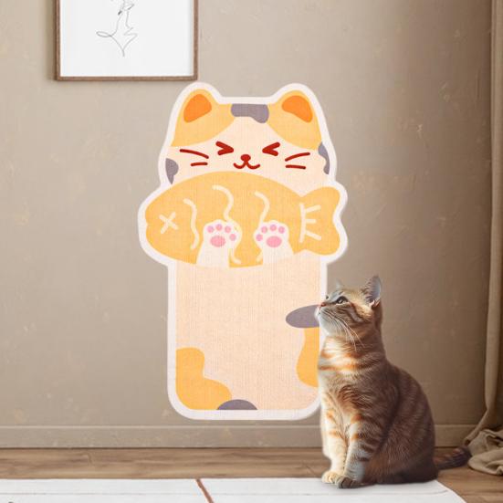 

Wall Mounted Cat Scratcher Mat Cartoon Cat Design Self Adhesive Scratching Pad for Indoor Cats Furniture Protector for Carpet Couch A