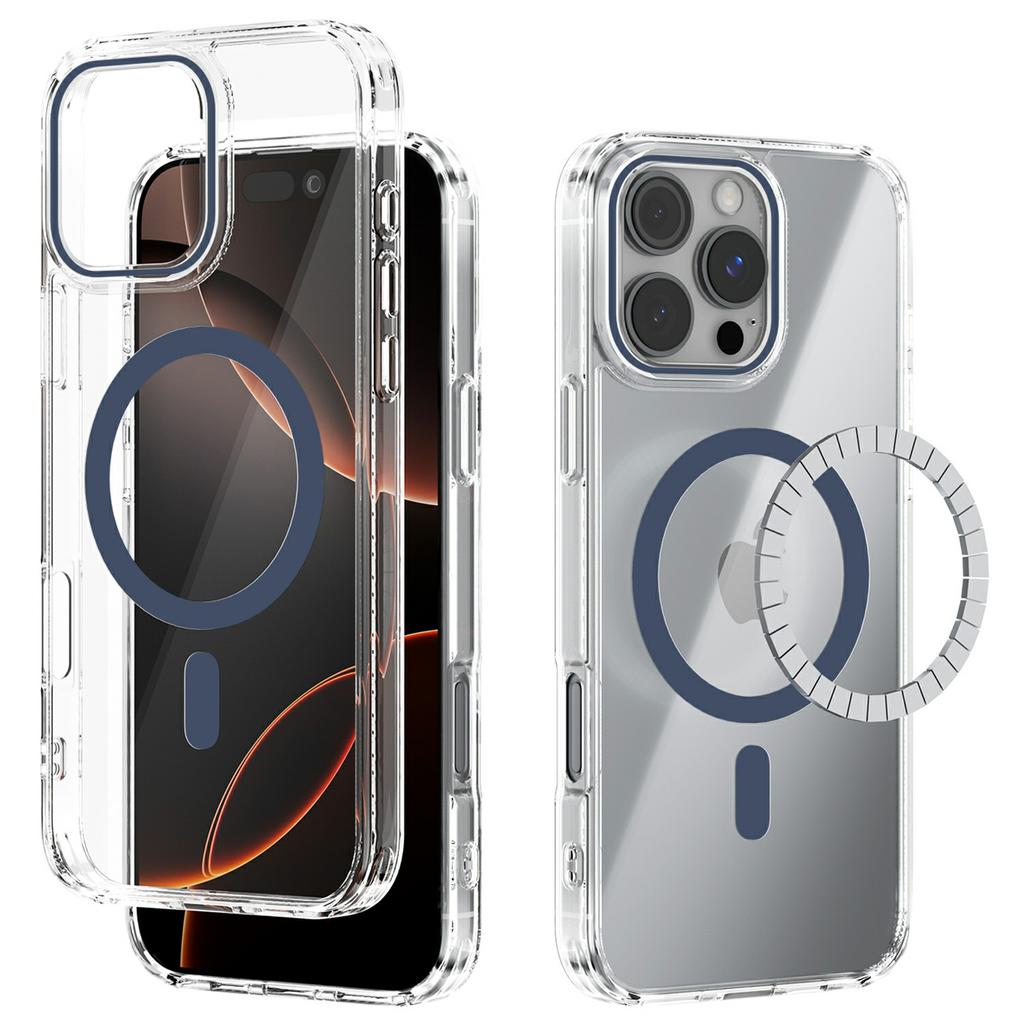 For iPhone 16 Pro Max Case Compatible with MagSafe Anti Scratch Clear TPU PC Phone Back Cover