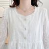 Elegancka Moda Damska Koronkowa Koszula Nowy Kwadratowy Kołnierzyk Luźny Haft Długi Rękaw Bluzka Panie Plus Size Wiosna Jesień Szydełkowa Casualowe Topy