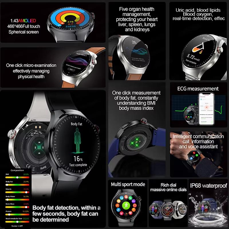 2025 Nové Venkovní Sportovní Chytré Hodinky Pánské 1,43" HD AMOLED Displej EKG Fyzikální Vyšetření BT5.0 Hovor Chytré Hodinky pro HUAWEI Xiaomi