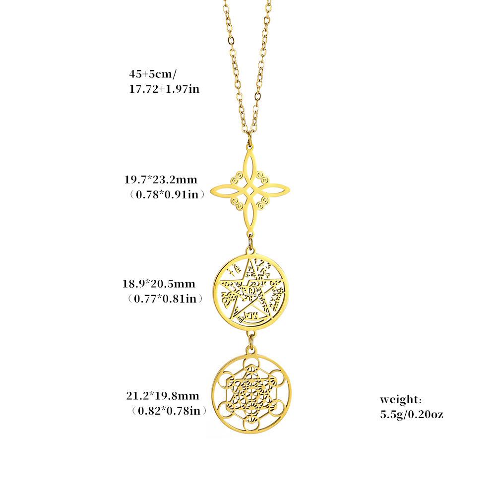 Stainless Steel Double Pendant Necklace with Witch Knot & Star